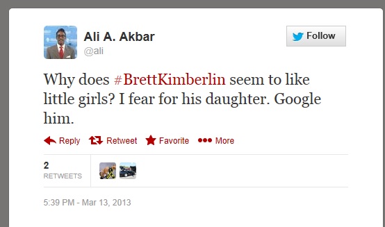 Ali Akbar goes after Brett Kimberlin's children..
