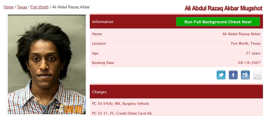 Ali Akbar Mugshot