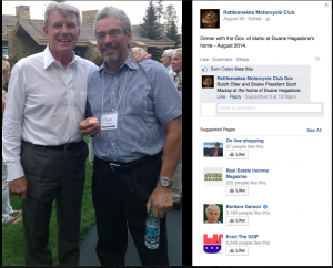Gov. Butch Otter and Snake President Scott Maclay at the home of Duane Hagadone.