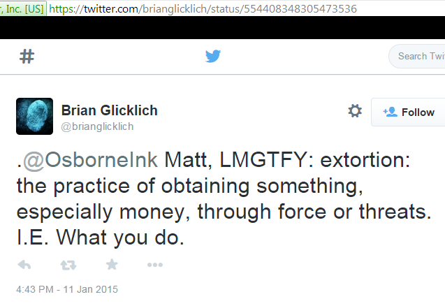 Glicklich's lame follow-up attempt to flip the accusation