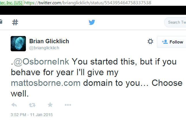 The tweet I reported yesterday is a clear attempt at extortion