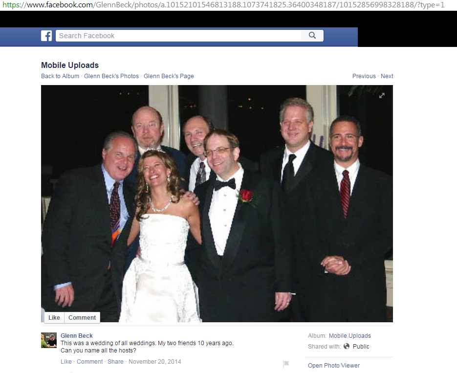 The photo Glicklich reported for DMCA at Daily Kos on Glenn Beck's Facebook page