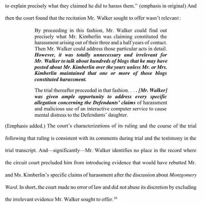Aaron Walker Attorney at Law, forgot to introduce evidence that he didn't harass anyone. He just forgot that major piece of evidence to introduce at trial.