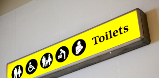 Bathroom sign at airport