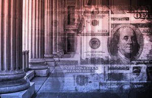 image of money on steps of courthouse