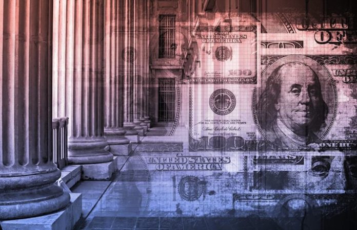 image of money on steps of courthouse