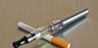 image of cigarette cross with e-cigarette
