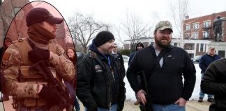 Johnathon Irish, (left) Chris Oliverio, and James Marron at Day of Resistance, [Image Credit: Concord Monitor]