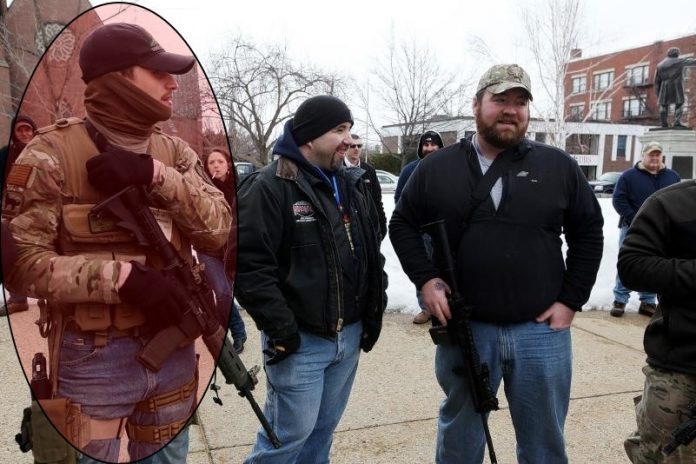 Johnathon Irish, (left) Chris Oliverio, and James Marron at Day of Resistance, [Image Credit: Concord Monitor]