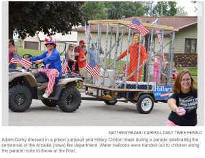 Arcadia Iowa Fire Department Parades Hillary In A Cage